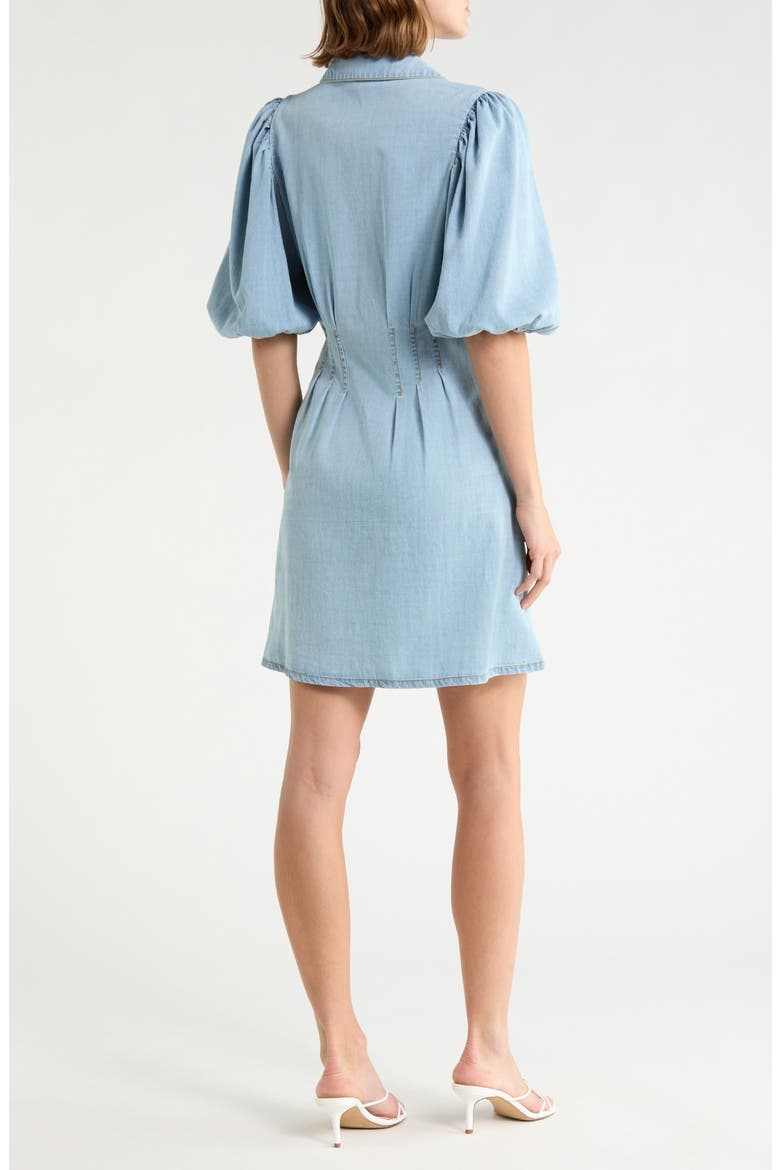 Puffy Sleeve Chambray Shirtdress, Alternate, color, LIGHT WASH