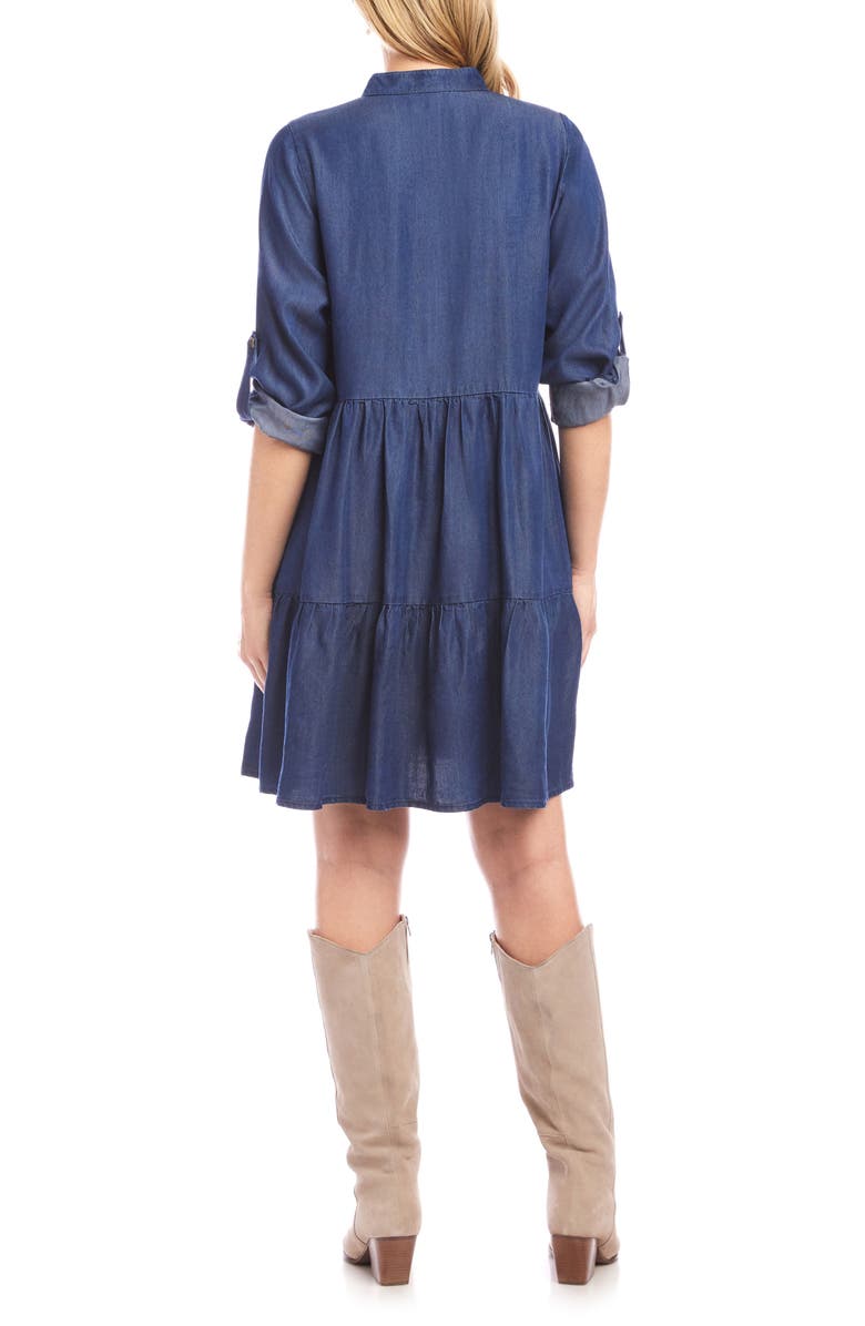 Karen Kane Tiered Denim Shirtdress, Alternate, color, Chambray Blue
