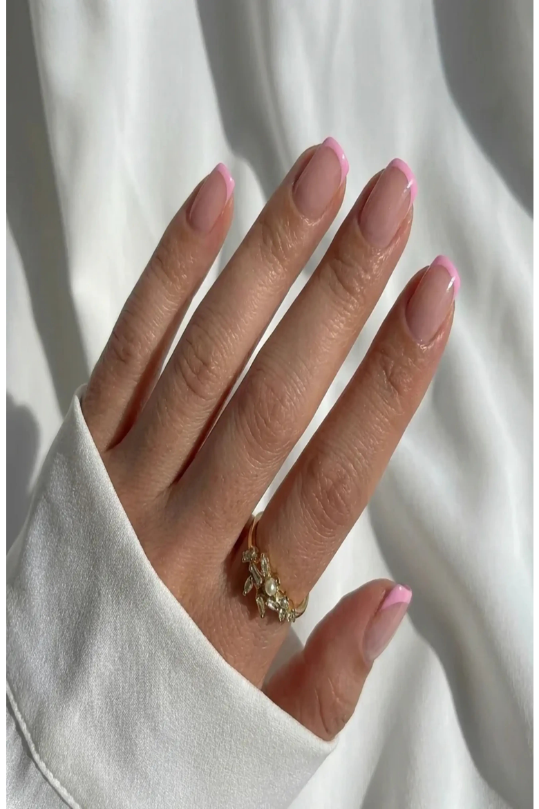 Classic French Square Press On Nails, Alternate, color, Classic Pink