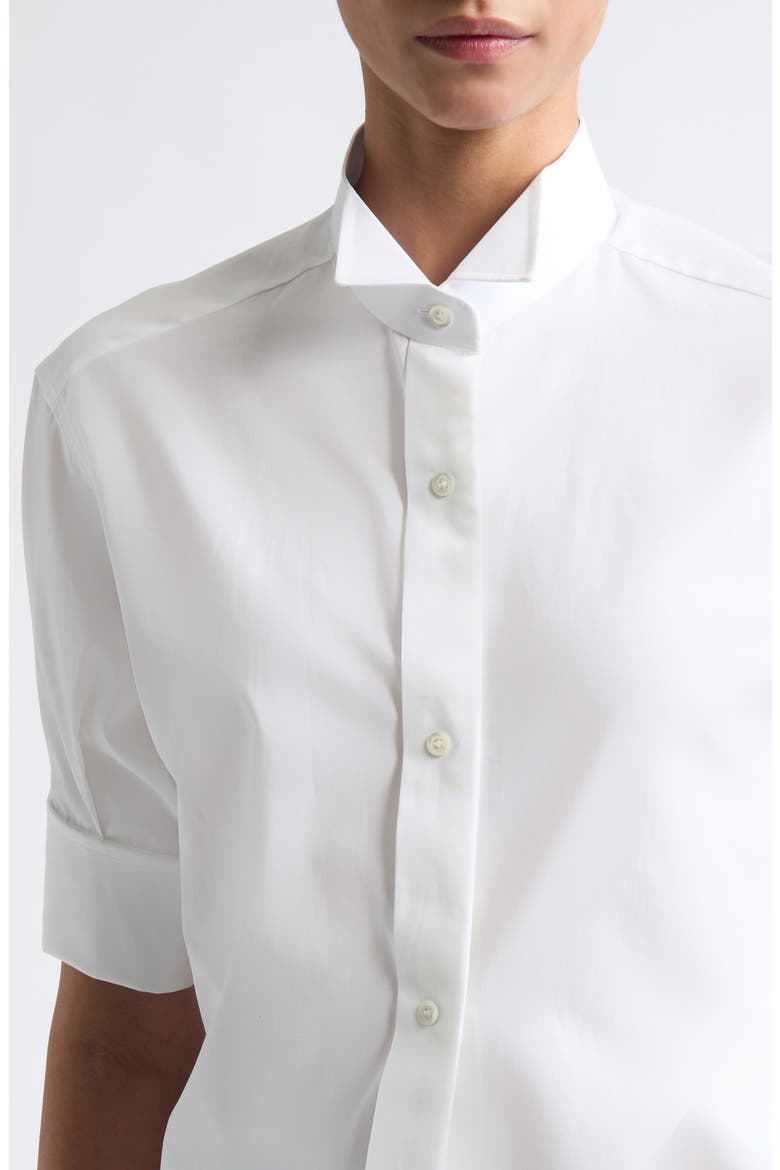 Short Sleeve Cotton Poplin Snap-Front Shirt, Alternate, color, WHITE
