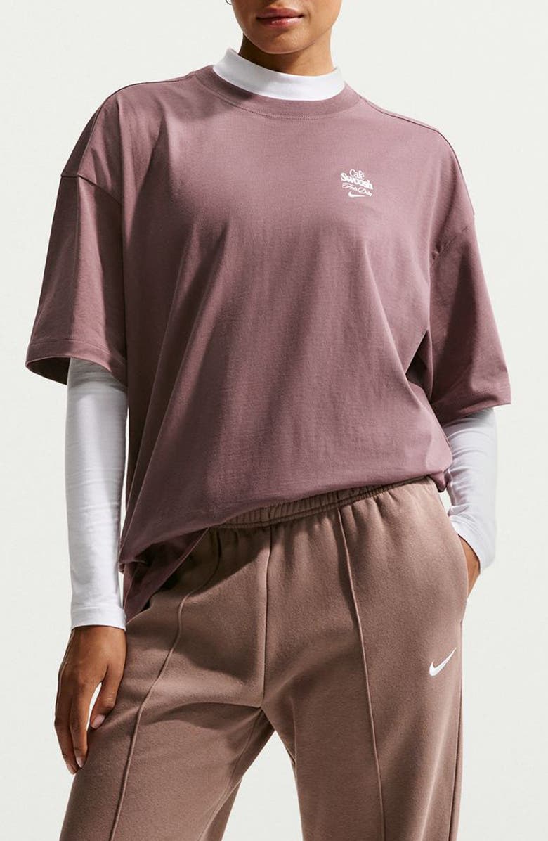 Jordan Café Swoosh Oversize Cotton Graphic T-Shirt, Main, color, Tattoo/ Sail/ Sail