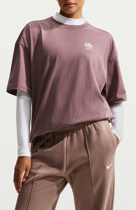 Café Swoosh Oversize Cotton Graphic T-Shirt