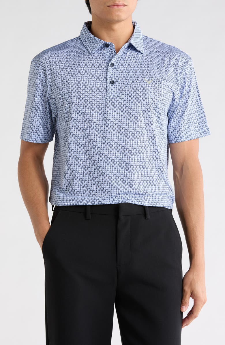 Callaway Gradient Chevron Short Sleeve Polo, Main, color, Peacoat