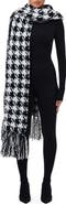Naked Wardrobe Houndstooth Check Bouclé Fringe Scarf