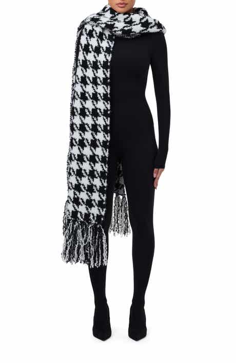 Naked Wardrobe Houndstooth Check Bouclé Fringe Scarf