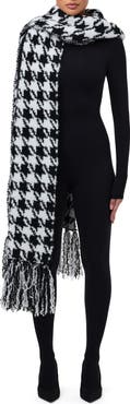 Naked Wardrobe Houndstooth Check Bouclé Fringe Scarf