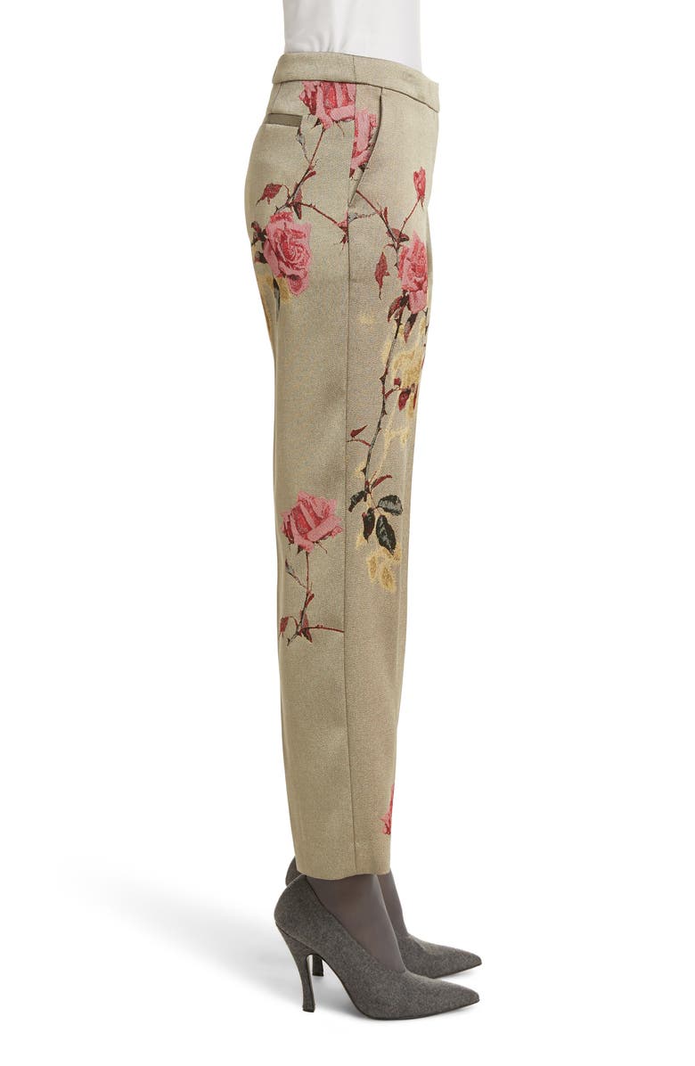 Dries Van Noten Poumas Rose Jacquard Ankle Pants, Alternate, color, Gol