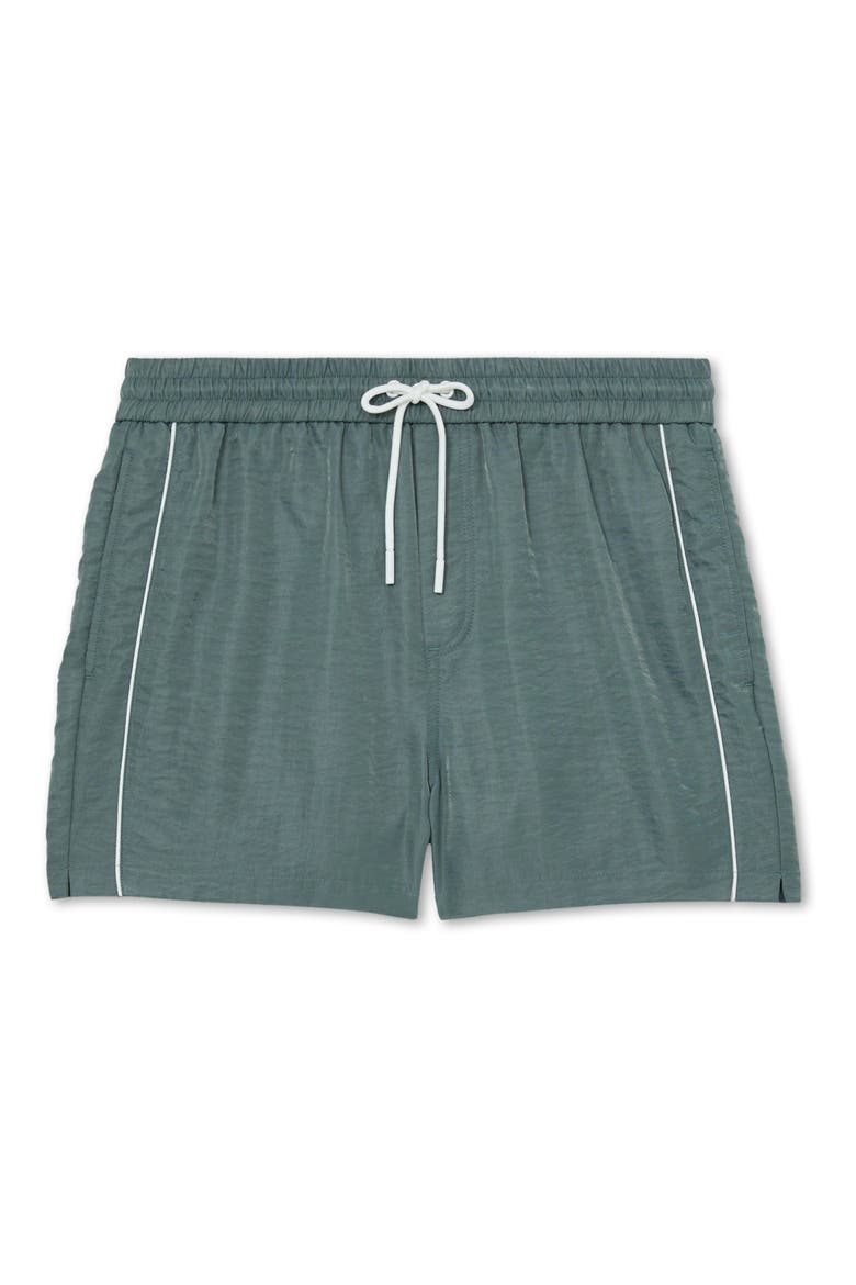 Breeze Piped Nylon Swim Trunks, Alternate, color, SAGE GREEN