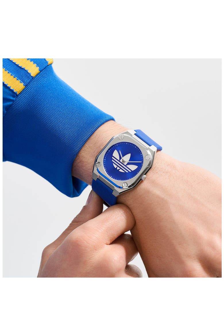 City Tech Blue Thin Silicone Strap Watch, 39mm, Alternate, color, BLUE