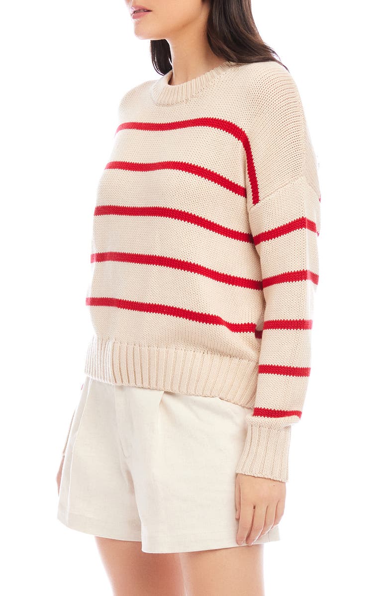 FIFTEEN TWENTY Luca Stripe Crewneck Sweater, Alternate, color, Beige/ Red Stripe