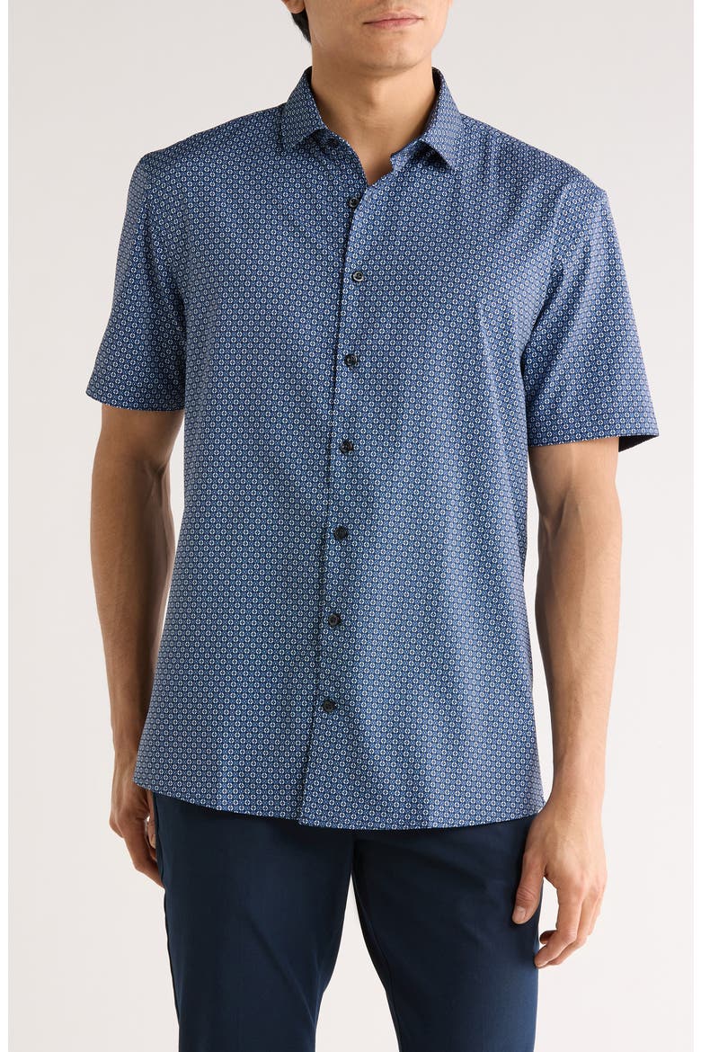 Short Sleeve Sport Shirt, Main, color, NAVY/ MARINE
