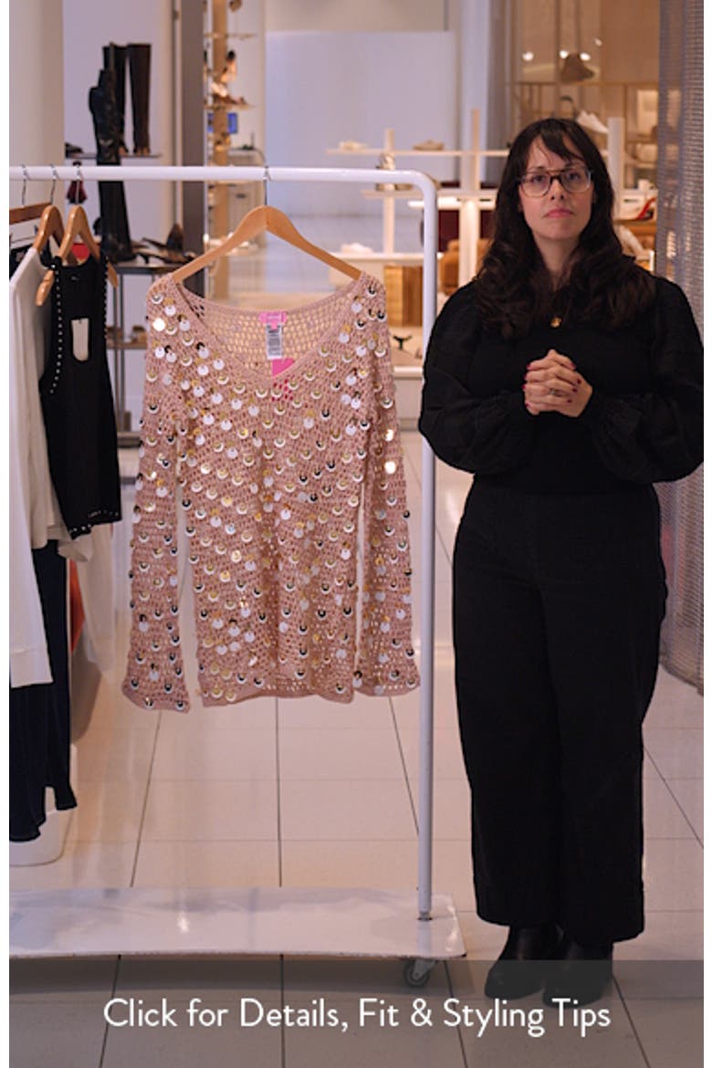 Corea Long Sleeve Sequin Crochet Minidress video