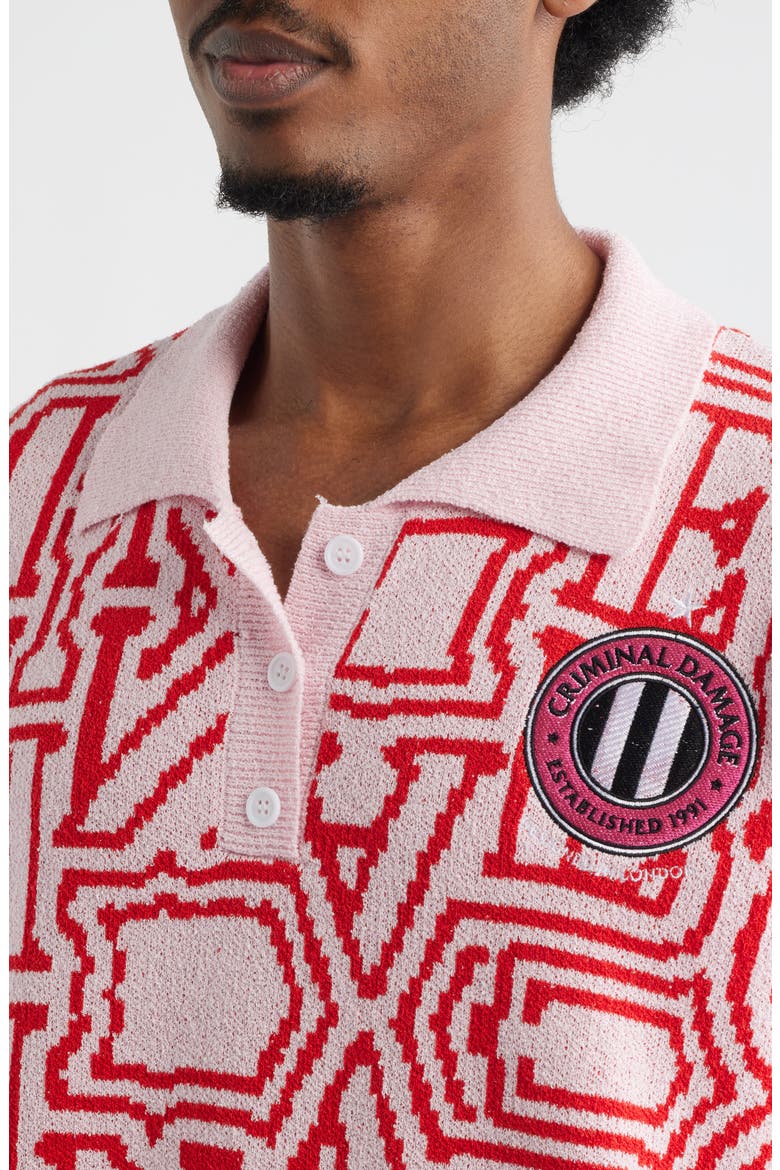 Logo Jacquard Polo Sweater, Alternate, color, PINK