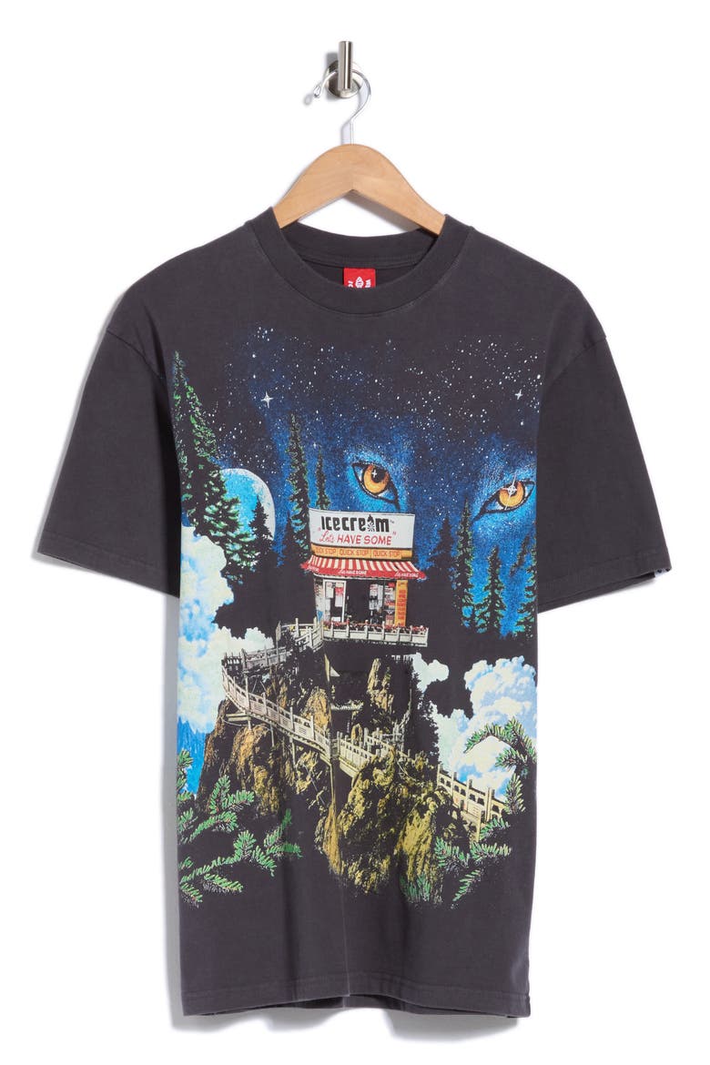 Pagoda Short Sleeve Graphic Tee, Main, color, CHARCOAL ART