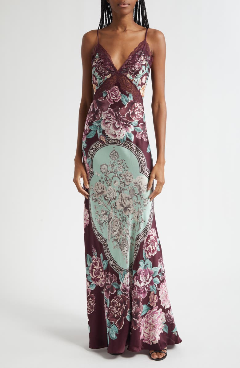 Camilla If These Tiles Could Talk Lace Trim Silk Slipdress, Main, color, If These Tiles Could Talk