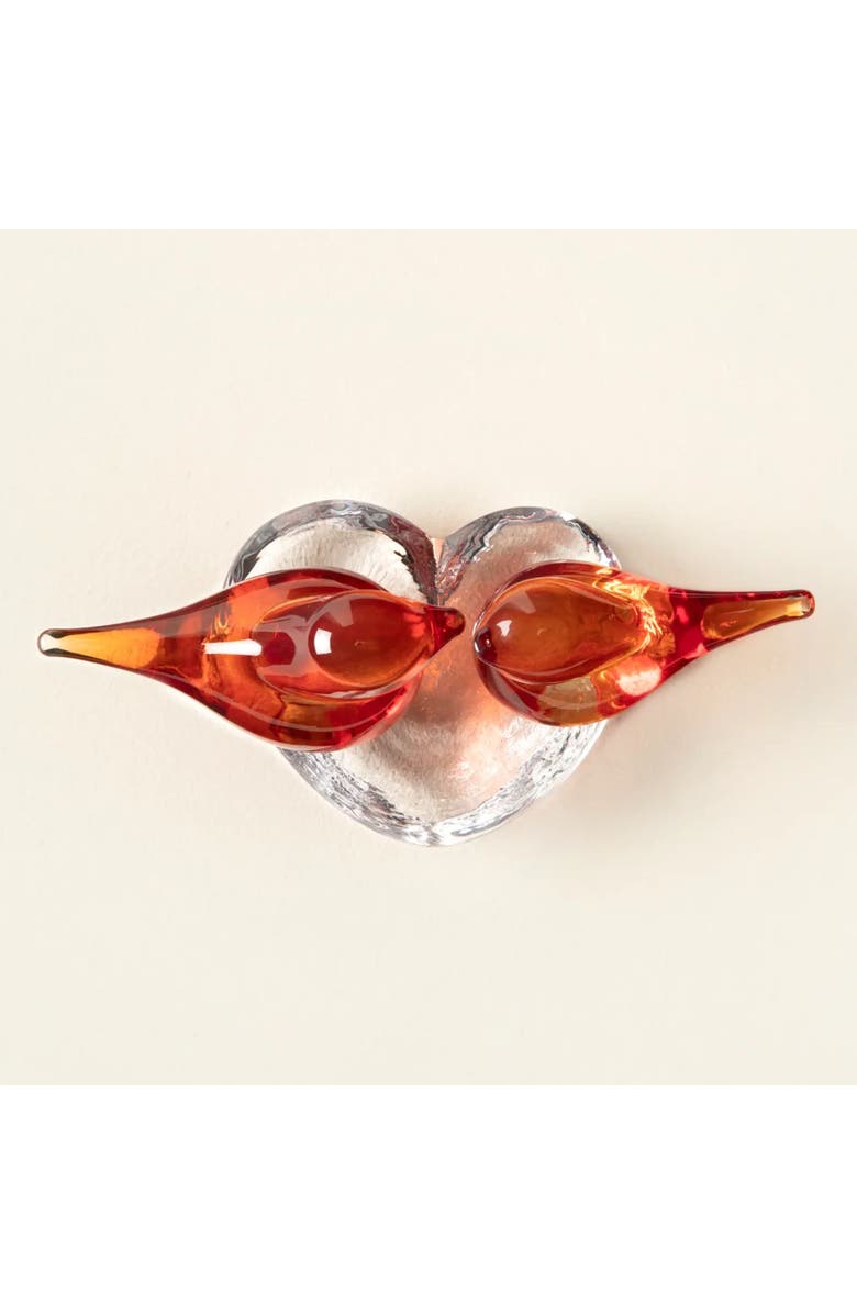 Uncommon Goods Lovebirds Glass Desktop Sculpture by Gather Glass, Alternate, color, Red-Orange