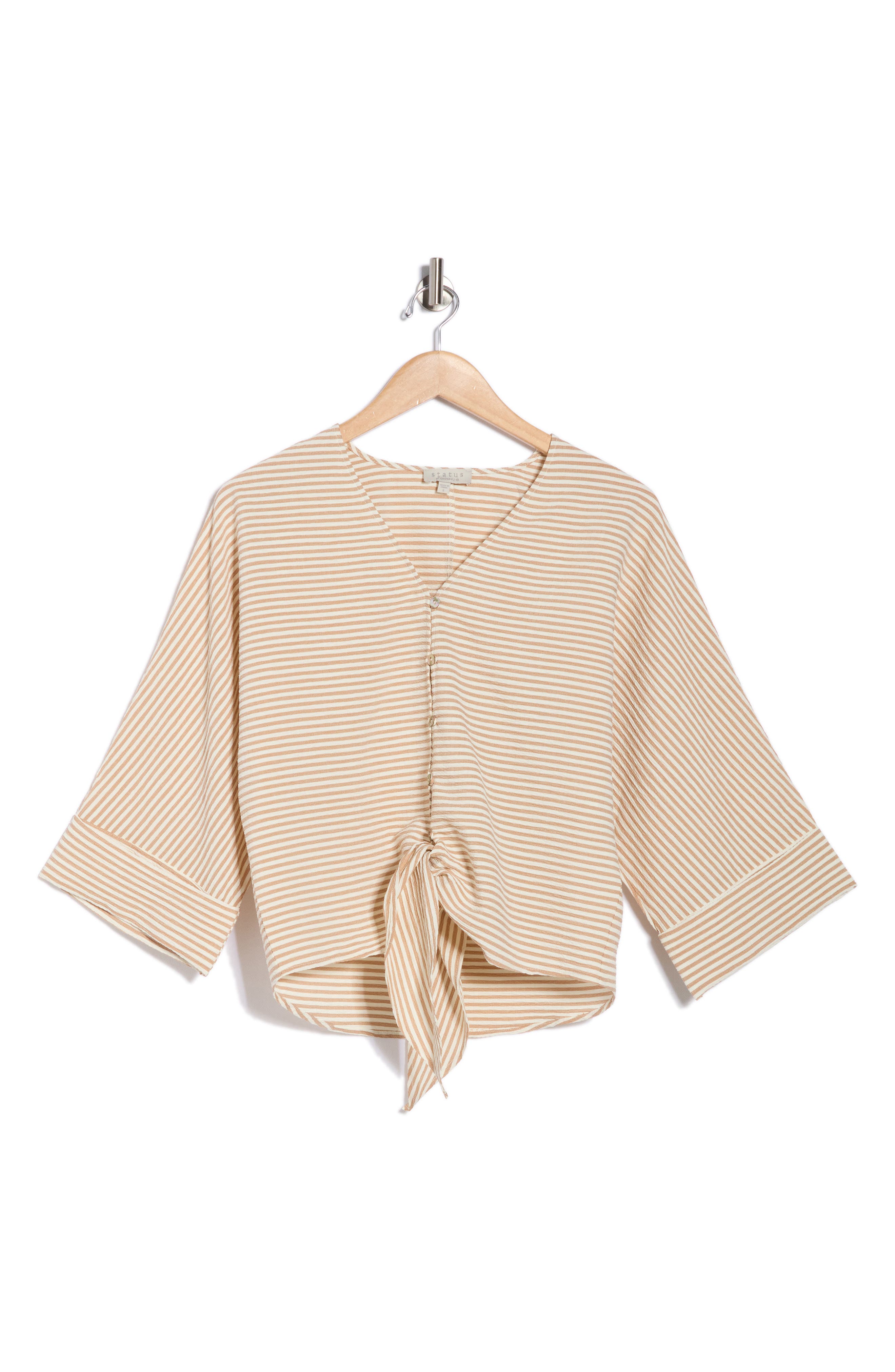 CHENAULT Tie Front Seersucker Top