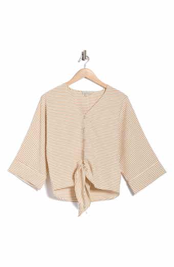 CHENAULT Tie Front Seersucker Top