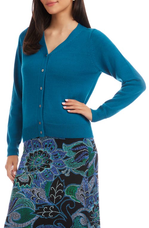 Karen Kane V-neck Cardigan In Blue