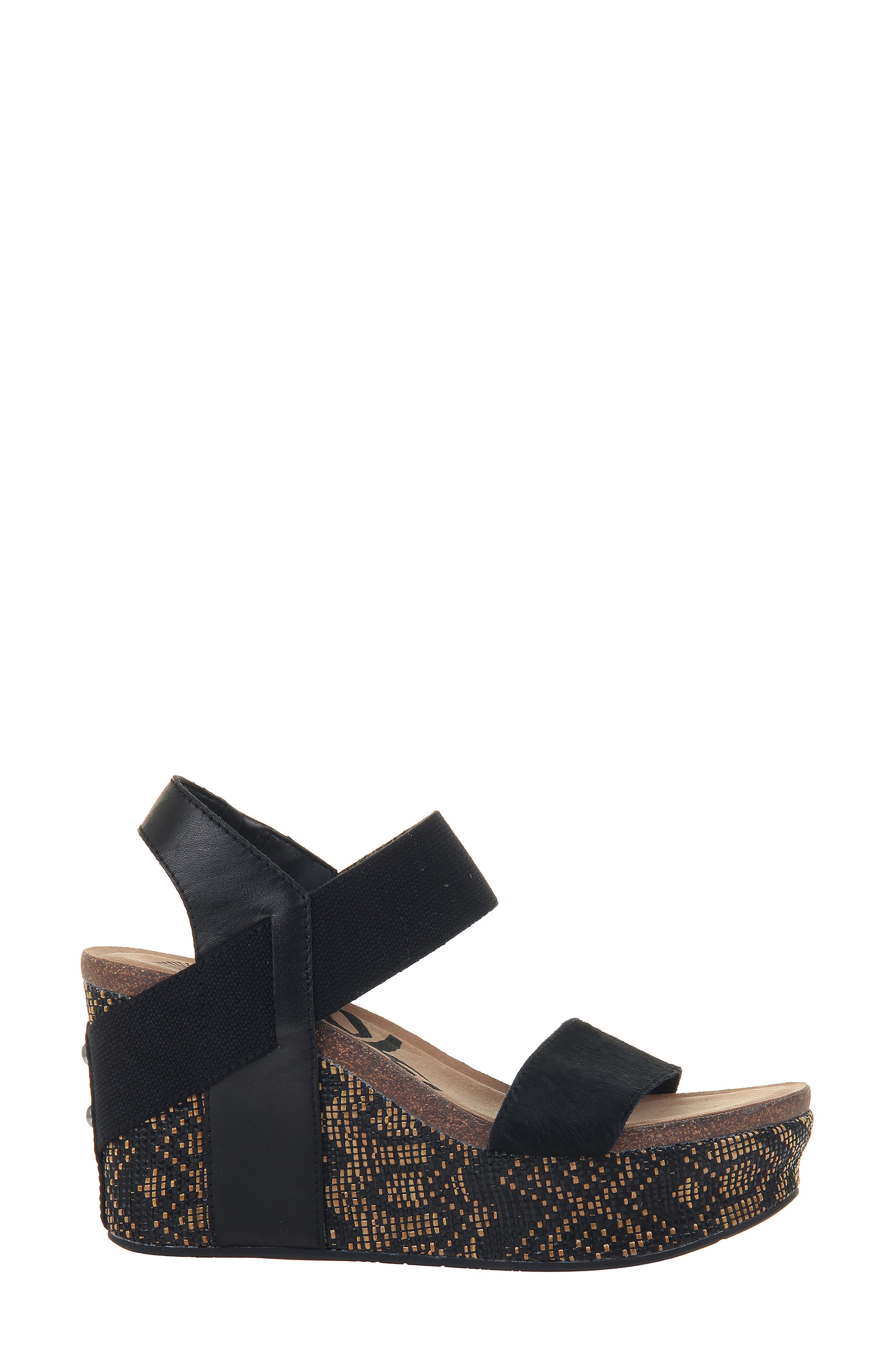 'Bushnell' Wedge Sandal, Alternate, color, BLACK JUTE / CALF HAIR