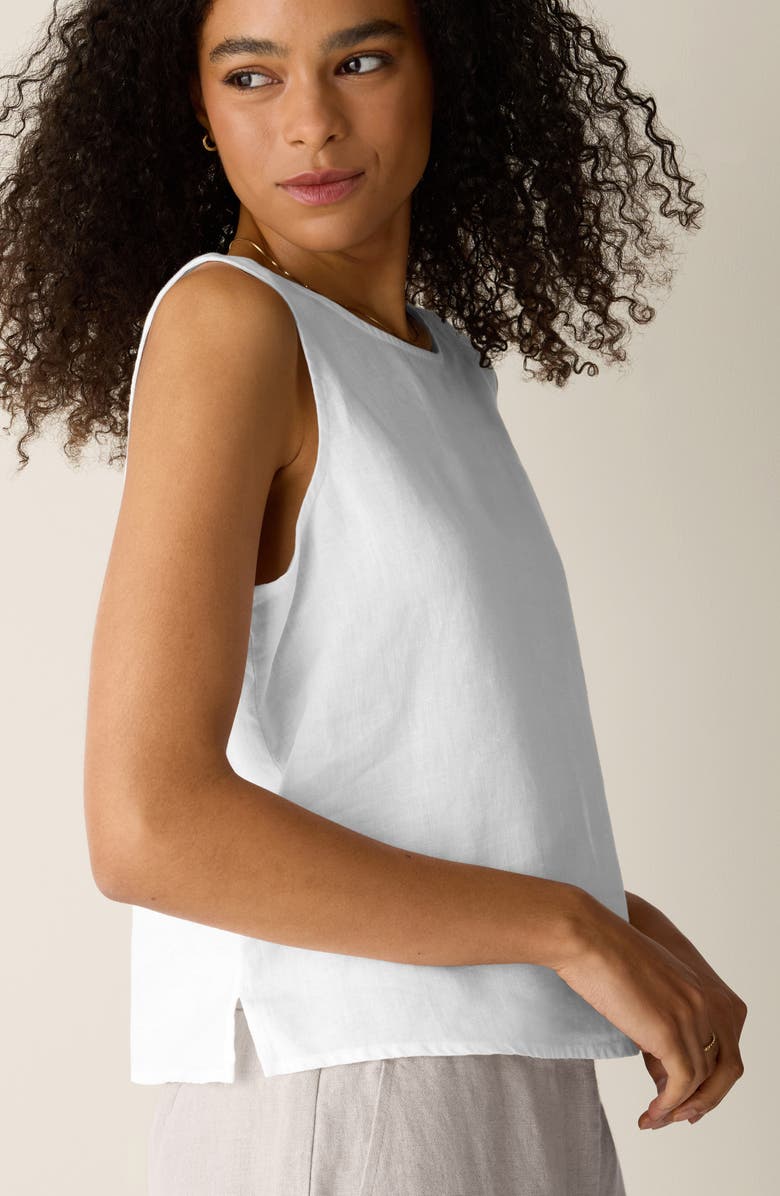 Eileen Fisher Organic Linen Shell, Alternate, color, White