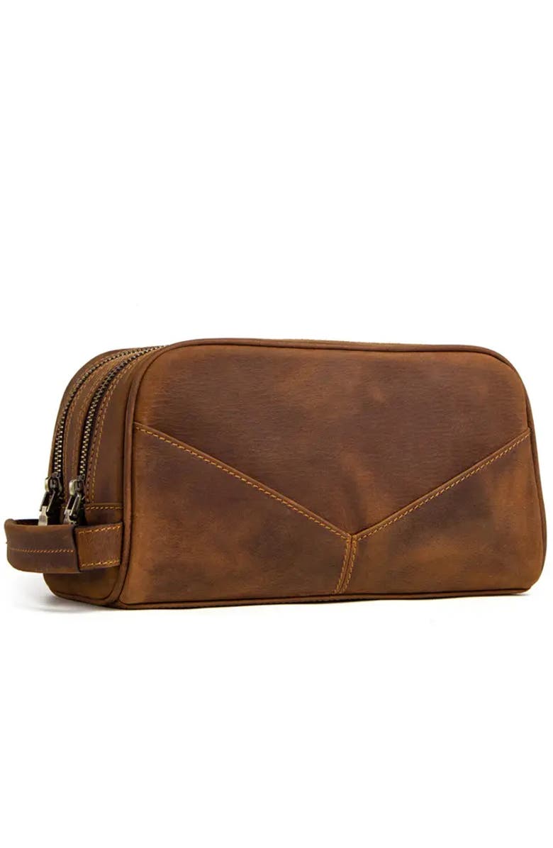 STEEL HORSE LEATHER The Nomad Toiletry Bag | Genuine Leather Travel Toiletry Bag, Alternate, color, Brown