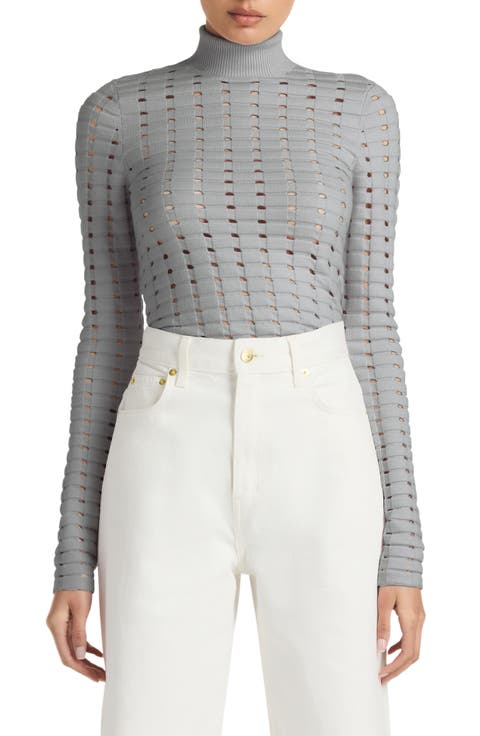 Dimensional Pointelle Stitch Turtleneck Sweater