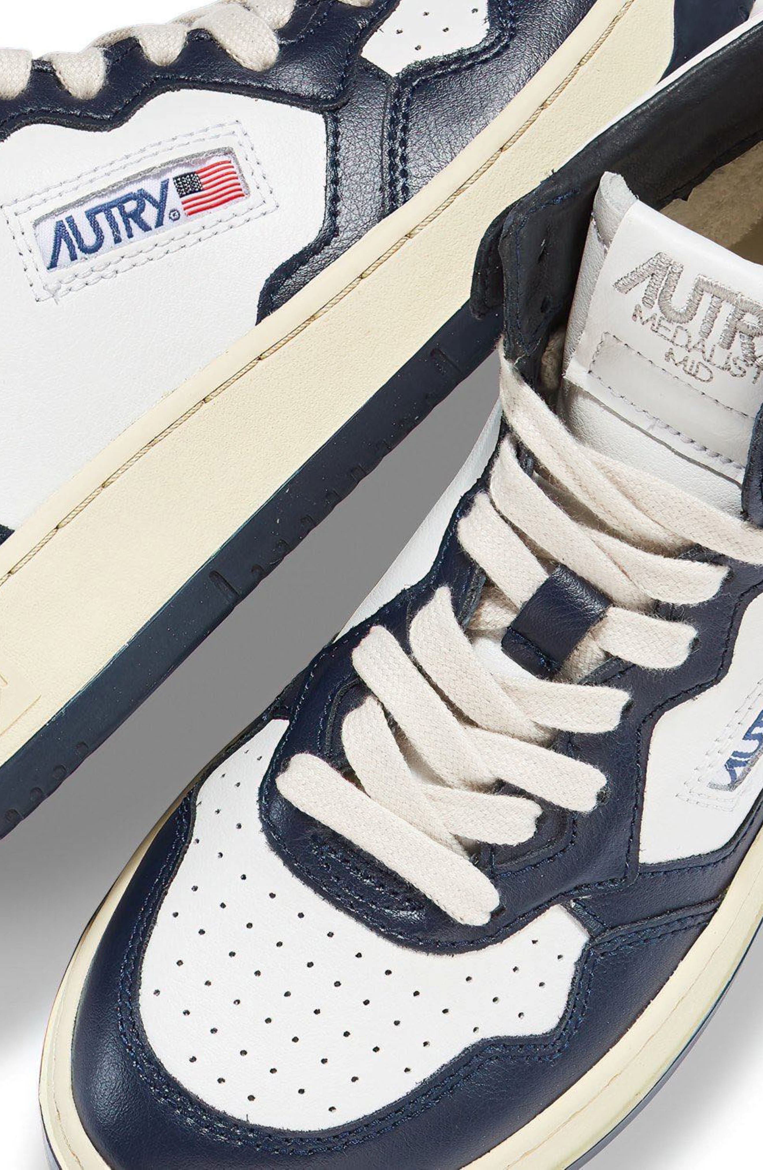 Medalist Mid High Top Sneaker, Alternate, color, BLUE/ WHITE LEATHER