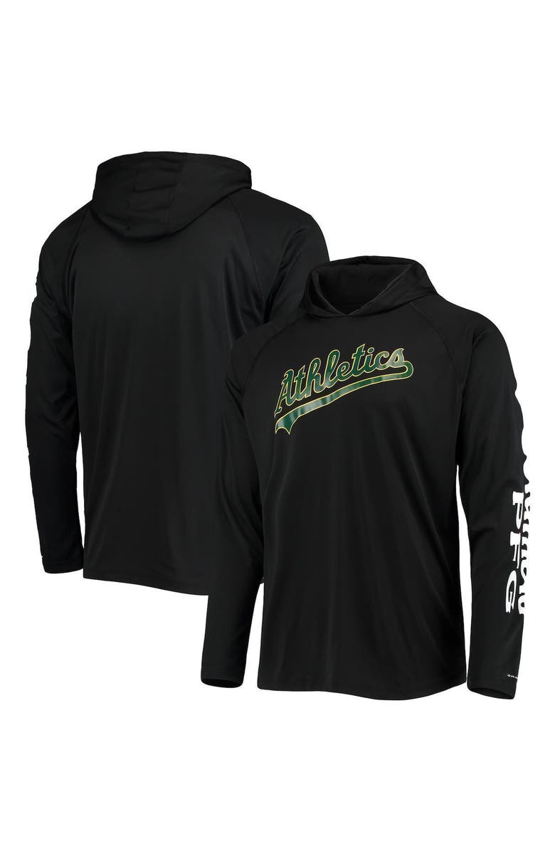 Columbia Men's Columbia Black Oakland Athletics Terminal Tackle Omni-Shade Raglan Pullover Hoodie, Main, color, 