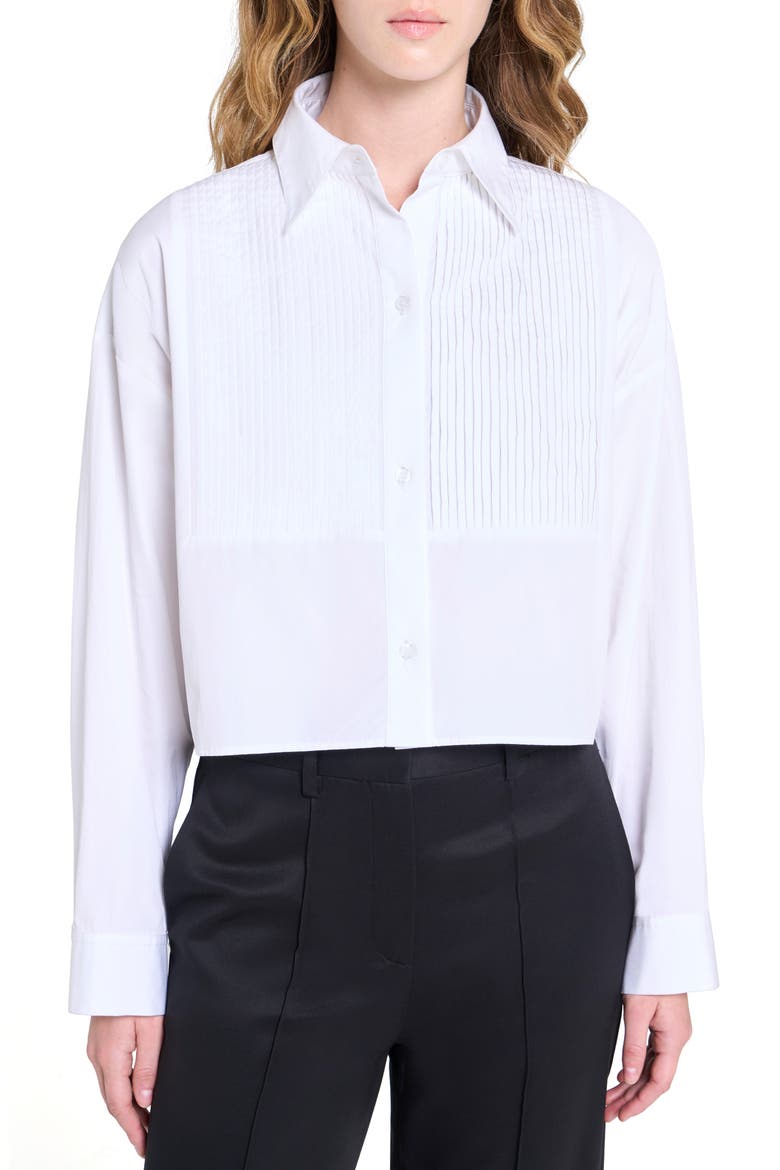 Soon To Be Ex Bib Cotton Button-Up Shirt, Main, color, WHITE