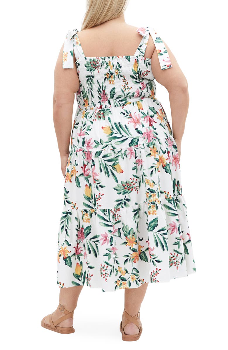 City Chic Haven Smocked Floral Cotton Midi Dress, Alternate, color, 