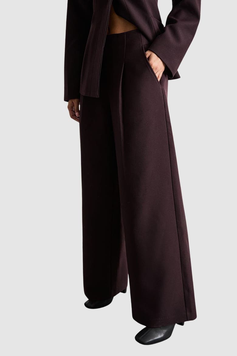 Premium Wide Leg Tailored Trousers, Alternate, color, Berry