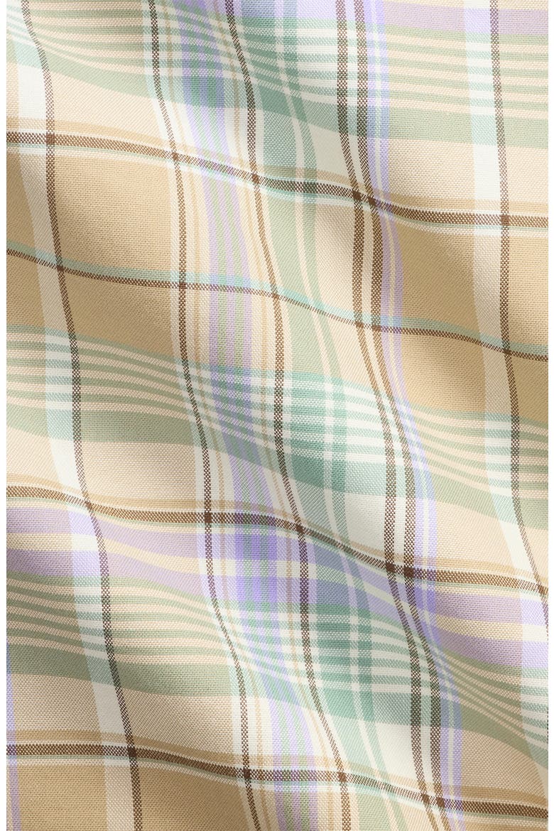 Classic Fit Plaid Linen Button-Up Oxford Shirt, Alternate, color, KHAKI FADED MINT MULTI