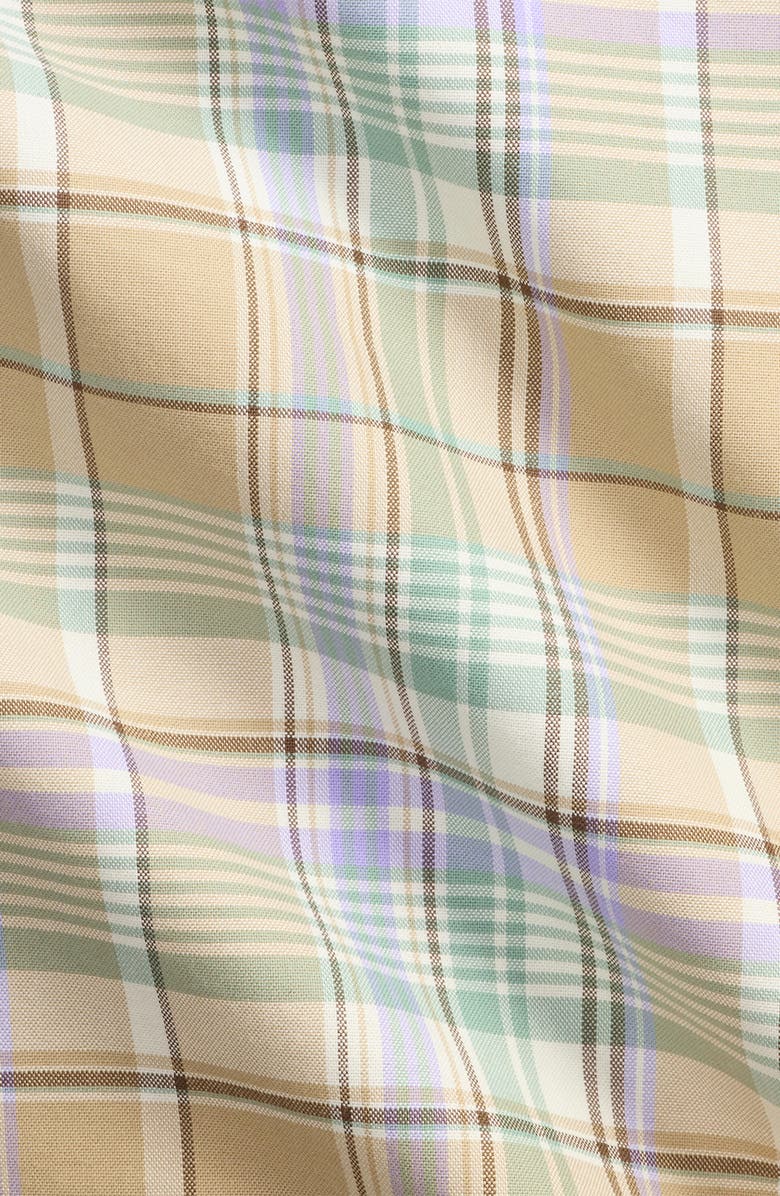 Polo Ralph Lauren Classic Fit Plaid Linen Button-Up Oxford Shirt, Alternate, color, Khaki Faded Mint Multi