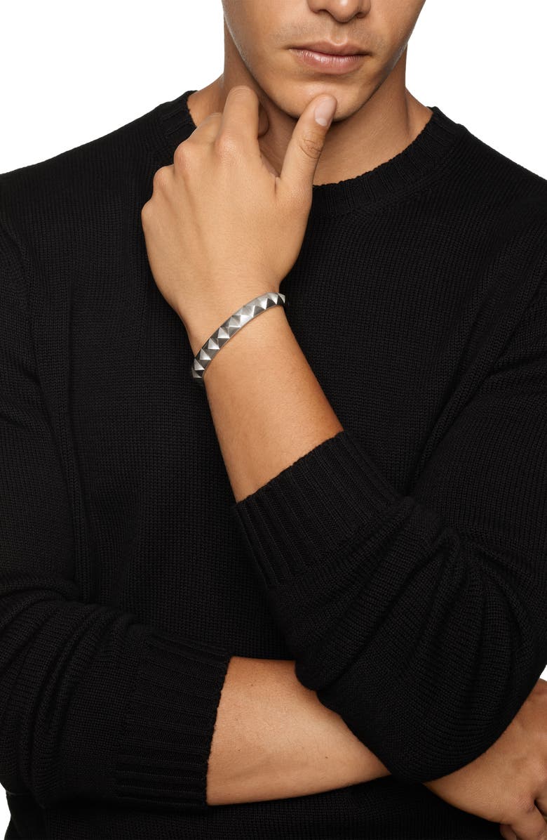 David Yurman Men's Pyramid Open Cuff Bracelet in Sterling Silver, 9.3mm, Alternate, color, Sterling Silver