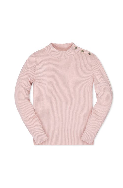 Hope & Henry Kids' Organic Long Sleeve Mock Neck Sweater With Gold Buttons In Purple