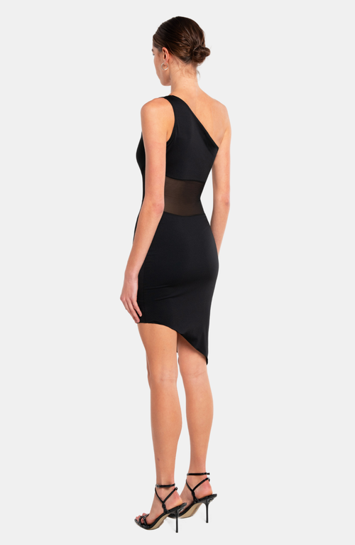 Ow Collection Women's Curve Asymmetric Mesh Mini Dress - Black
