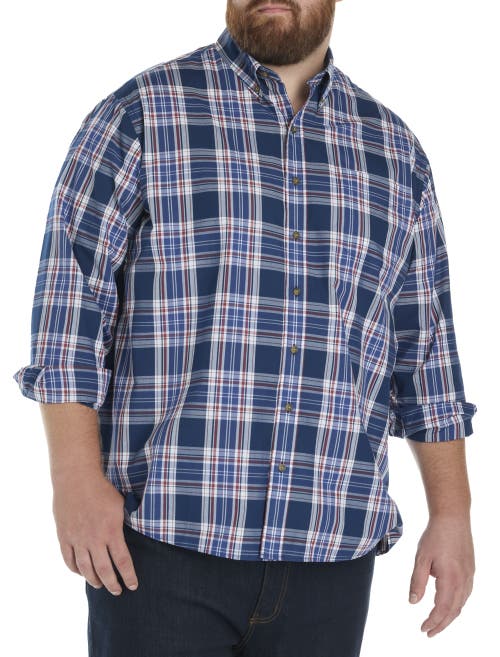 Harbor Bay By Dxl Big & Tall Easy-care Large Plaid Sport Shirt In Multi