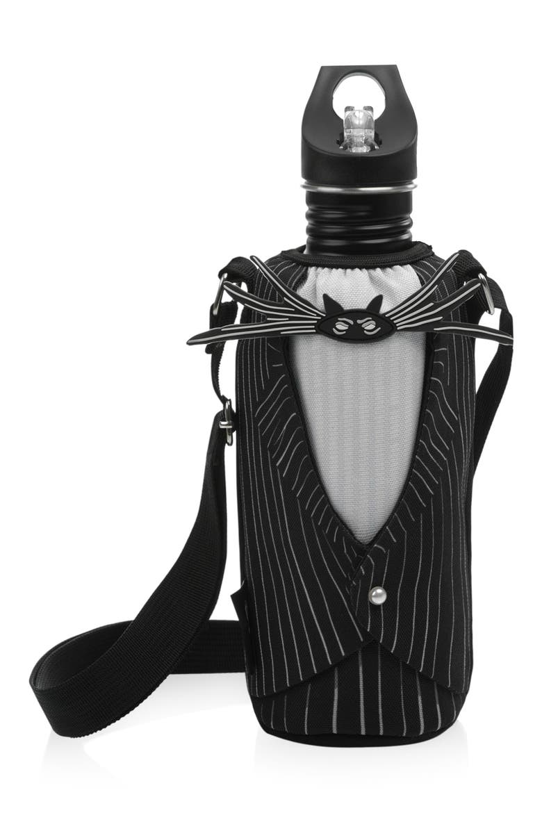 x Disney® Nightmare Before Christmas Jack Skellington Stainless Steel Water Bottle & Cooler Sling, Main, color, BLACK