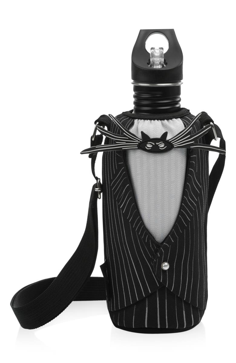 Picnic Time x Disney<sup>®</sup> Nightmare Before Christmas Jack Skellington Stainless Steel Water Bottle & Cooler Sling, Main, color, Black