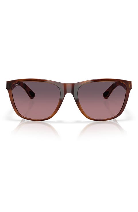 57mm Polarized Rectangular Sunglasses