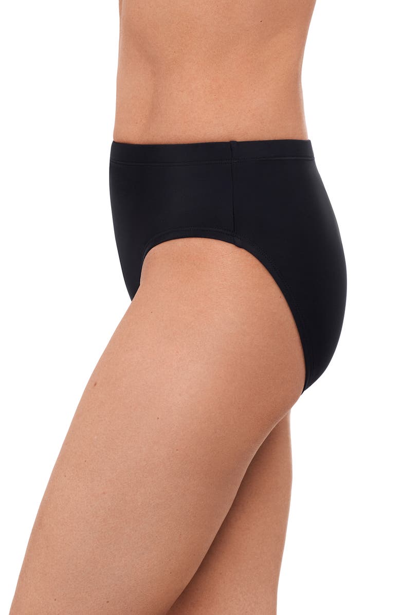 Aqua Green Mid Rise Tummy Control Brief Swimsuit Bottom, Alternate, color, Black