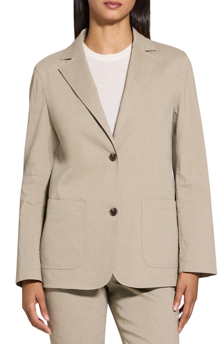 Theory Relaxed Fit Linen Blend Blazer, Main, color, Soft Taupe