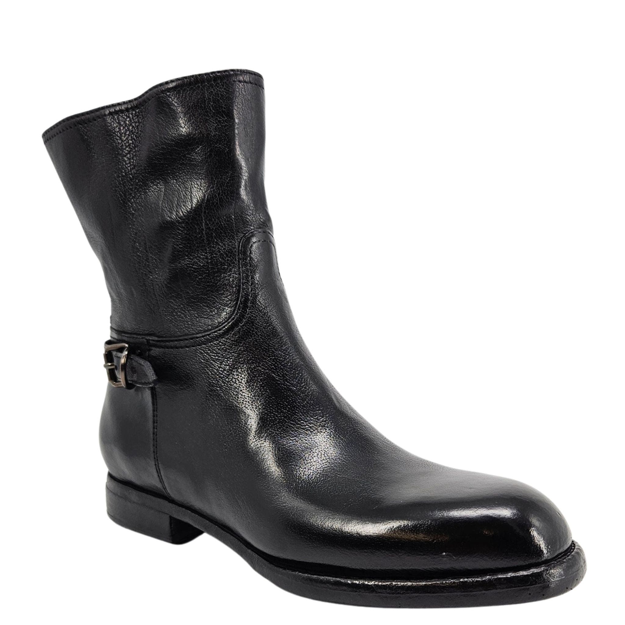 Leather Side Zip Mid Calf Boot, Alternate, color, Navy