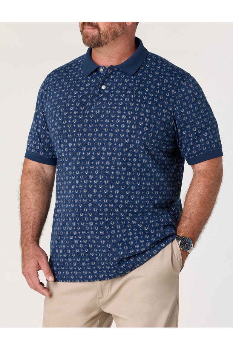 Big & Tall Leaf Print Polo Shirt, Main, color, INSIGNIA BLUE