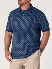 Harbor Bay by DXL Big & Tall Leaf Print Polo Shirt