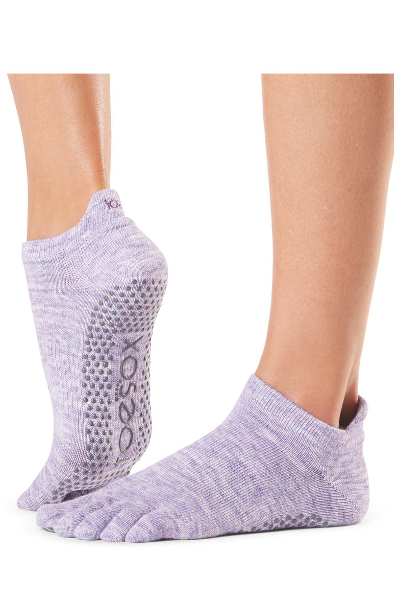 ToeSox 2-Pack Low Rise Full Toe Gripper Socks, Alternate, color, ASSORTED