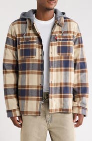 Levi's Plaid Faux Shearling Lined Hooded Shirt Jacket