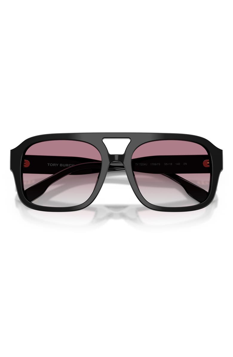 Tory Burch 53mm Gradient Pilot Sunglasses, Alternate, color, Black / Grey Violet