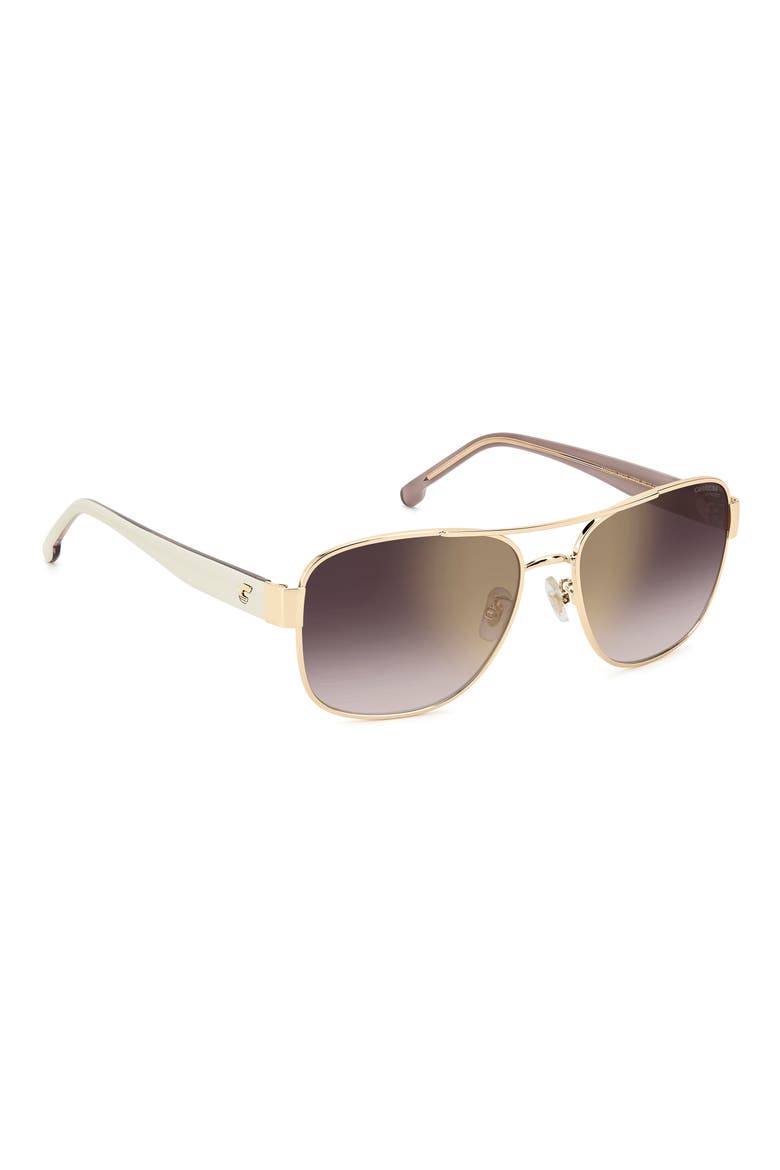 58mm Gradient Rectangular Aviator Sunglasses, Alternate, color, GOLD IVORY/ GOLDSP BURSF
